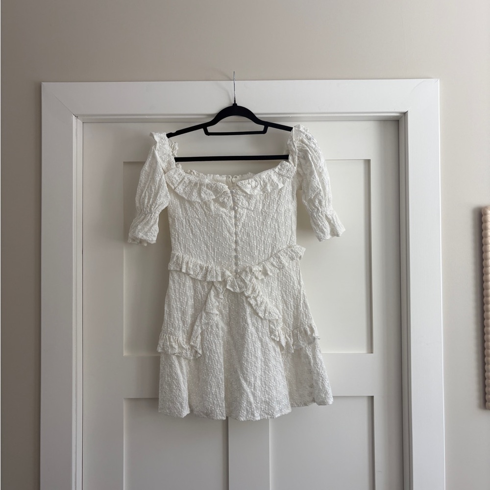 Sabo Skirt White Ruffled Mini Dress